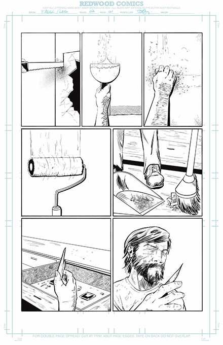 Unlettered page from the graphic novel "False Flag."