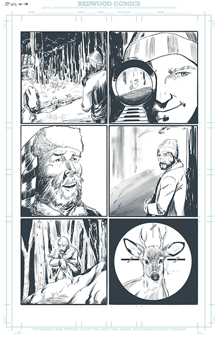 Unlettered page from the graphic novel "False Flag."